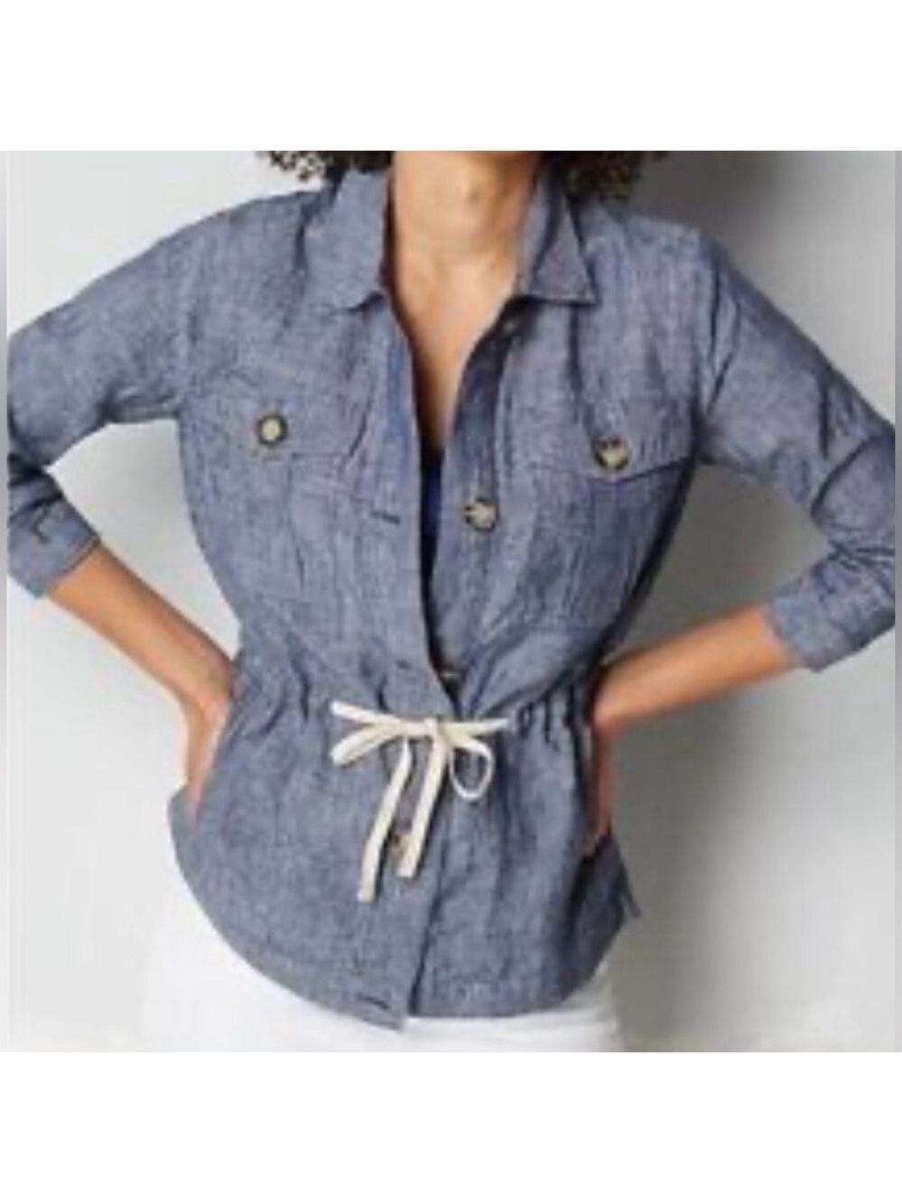 J. Jill Chambray Utility Jacket with Tie Waist